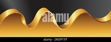 Decorative golden bow with long yellow ribbon isolated on background Stock Vector