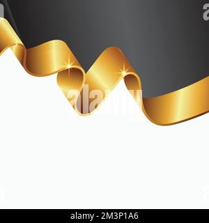 Decorative golden bow with long yellow ribbon isolated on background Stock Vector