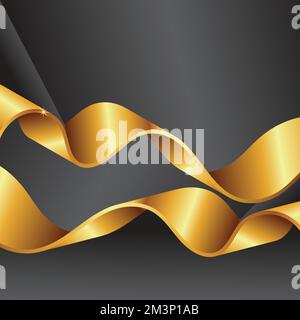 Decorative golden bow with long yellow ribbon isolated on background Stock Vector