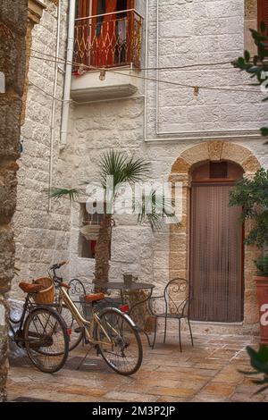 Street view in old town of Polignano a Mare, Apulia, Italy Stock Photo