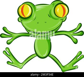 jumping Frog Cartoon Character . isolated on white Stock Vector