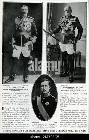 Kitchener, French, and King Albert of Belgium, WW1 Stock Photo