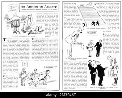Cartoon story, An Attempt on Antwerp, illustrating an attempt on the ...