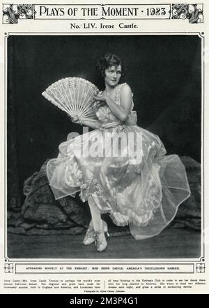 Irene Castle (1893  1969), American Dancer most famous for dancing with her husband Vernon Castle.  The bob was named after her in 1915, when she cut her hair short for convenience, naming her Castle Bob.  1923 Stock Photo