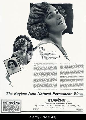 Advert for Eugene permanant hair waving 1923 Stock Photo