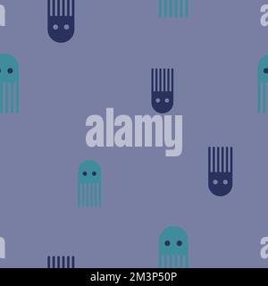 Cute Sea seamless pattern with simple geometric octopuses for kids fabric. Marine prints for kids apparel. Stock Vector