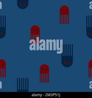 Cute Sea seamless pattern with simple geometric octopuses for kids fabric. Marine prints for kids apparel. Stock Vector