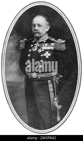 Admiral Sir Percy Moreton Scott, 1st Baronet (10 July 1853  18 October 1924) was a British Royal Navy officer and a pioneer in modern naval gunnery.  Pictured In September 1915, following a Zeppelin raid on London, when he was tasked by the First Lord, Arthur Balfour to establish the London Air Defence Area to defend London from the increasing threat of air attack.      Date: 1915 Stock Photo