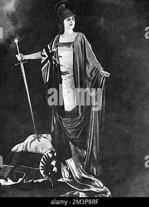 Maxine Elliott as Britannia, WW1 Stock Photo