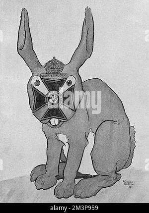 Masbadges!  Regimental mascots and badges in one!  In this case the hare of the King's Royal Rifle Corps.       Date: 1918 Stock Photo