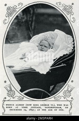 Prince Albert of York (later George VI), who was born at York Cottage, Sandringham, on 14 December 1895.     Date: 1896 Stock Photo