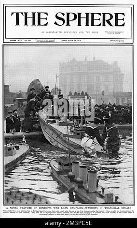 War Loan Campaign in Trafalgar Square, warships launched Stock Photo