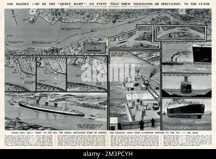 'Queen Mary' Ocean Liner, journey down the Clyde Stock Photo