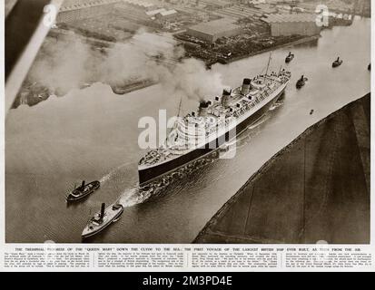 'Queen Mary' Ocean Liner, down the river Clyde Stock Photo