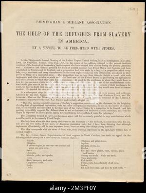 Report from the Birmingham & Midland Association for the Help of the Refugees from Slavery in America, [Birmingham, England], to Maria Weston Chapman, [June 1864] , Antislavery movements, United States, History, 19th century, Women abolitionists, Massachusetts, Boston, 19th century, Correspondence, Antislavery movements, United States, Women abolitionists, United States, Fugitive slaves, Chapman, Maria Weston, 1806-1885, Birmingham & Midland Association for the Help of the Refugees from Slavery in America Stock Photo