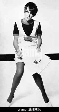Mary Quant (1934- ), British fashion designer and fashion icon, she became an instrumental figure in the 1960s London-based Mod and youth fashion movements and credited with the invention of the miniskirt and hot pants.     Date: 1966 Stock Photo