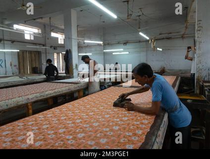 Block printing workshop, Rajasthan, Jaipur, India Stock Photo