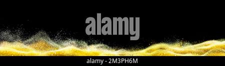 gold dust wave on black background. nobody. Stock Photo