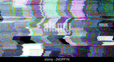 Digital pixel glitch abstract error background overlay. Distorted broken CRT television or video game damage texture. Futuristic post apocalyptic conc Stock Photo