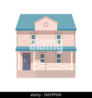Country two-storey house in flat style. Vector illustration Stock Vector