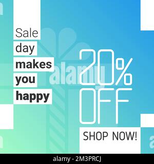 trendy design square banner 20 percent off discount Stock Vector