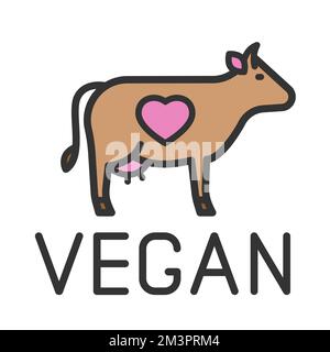 vegan color filled logo icon isolated on white Stock Vector