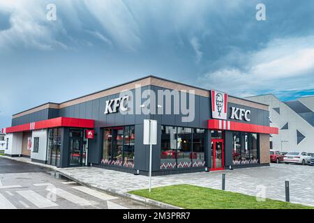 The first KFC drive thru restaurant in Bosnia and Herzegovina was opened yesterday in Sarajevo Stock Photo