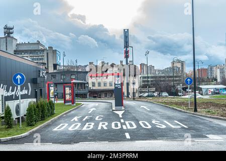 The first KFC drive thru restaurant in Bosnia and Herzegovina was opened yesterday in Sarajevo Stock Photo