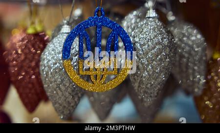 Christmas tree toy in the form of the Ukrainian coat of arms Stock Photo