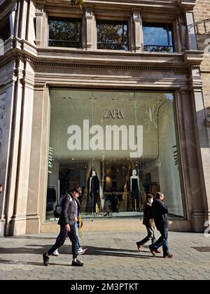 Shop Window Of Clothing Store Barcelona Catalonia Spain Stock Photo shop-window-of-clothing-store-barcelona-catalonia-spain-stock-photo