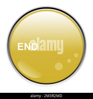 yellow end button on white background Stock Photo