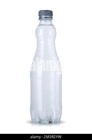 small empty plastic water bottle on white background Stock Photo