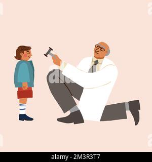 Reception in the office of a psychotherapist. A man performs a hypnotherapy session. Vector flat illustration. Vector illustration Stock Vector