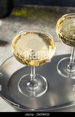 Boozy Refreshing Champagne in a Coupe Glass for New Years Stock Photo