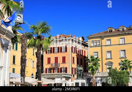 Example of the historic architecture in Salo on Lake Garda. Italy, Europe. Stock Photo