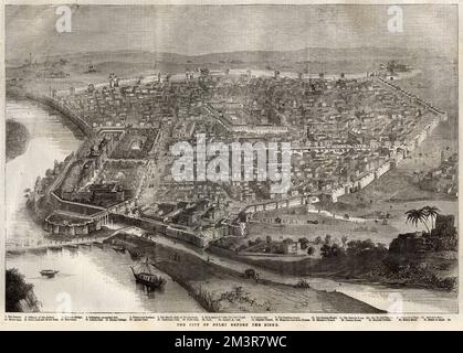 A view of the city of Delhi, India, as it was before the siege of 1857, one of the key conflicts of the 1857 Indian Rebellion.      Date: 1857 Stock Photo