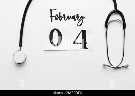 Stethoscope february 4 writing. Resolution and high quality beautiful photo Stock Photo