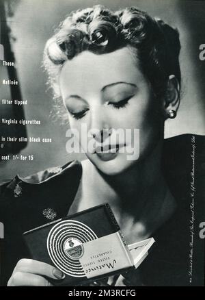 matinee cigarette Advert for Matinee filter tipped cigarettes 1939 Stock Photo