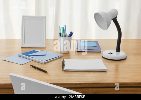 Workspace composition with notebook 1. Resolution and high quality beautiful photo Stock Photo