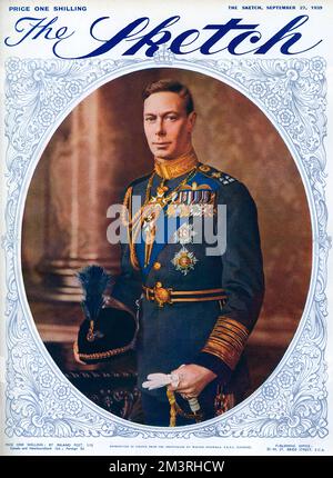 Front cover of The Sketch magazine from 27 September 1939 featuring a portrait of King George VI.     Date: 1939 Stock Photo