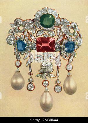 Brooch which had once owned to the Russian royal family. Part of a sale of Russian state jewels sold at auction at Christie, Manson and Woods auction house in 1927.  1927 Stock Photo