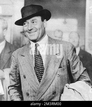 Mr. F. W Rickett, the English financier at Croydon Aerodrome, pictured in September 1935, after returning from Abyssinia to secure oil and mineral rights concession from Emperor Haile Selassie.  September 1935 Stock Photo