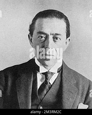 Sidney George Reilly (c.&#8201;1873 ?? c.&#8201;1925), commonly known as the 'Ace of Spies', secret agent of the British Secret Service Bureau, the precursor to the modern British Secret Intelligence Service (MI6/SIS). He is alleged to have spied for at least four different powers.     Date: 1928 Stock Photo