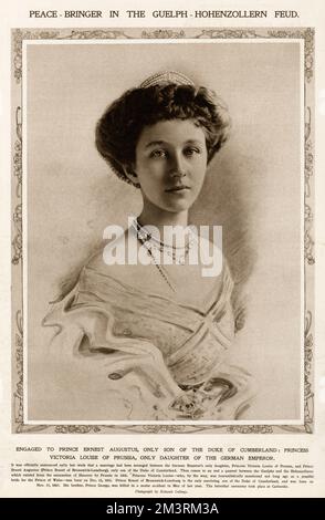 Princess Victoria Louise of Prussia (1892   1980), only daughter and the last child of German Emperor Wilhelm II and Empress Augusta Victoria. She was a great-granddaughter of Queen Victoria through her father.  Portrait showing her on the engagement to Prince Ernest Augustus.  1913 Stock Photo