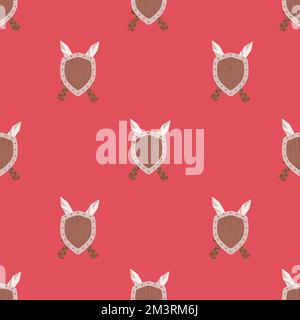 Vector seamless background with crossed swords and sunburst heart - pattern for wallpaper, wrapping paper, book flyleaf, envelope inside, etc. Stock Vector