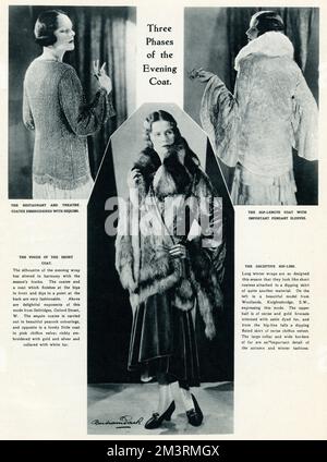 Models wearing evening coats 1929 Stock Photo