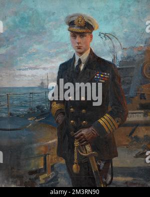 The Prince of Wales  - Portrait of Edward, Prince of Wales (later King Edward VIII, then Duke of Windsor, 1894-1972), pictured at a docks in naval uniform at the time he was due to de - Published The Sphere, 13 March 1920  1920 Stock Photo