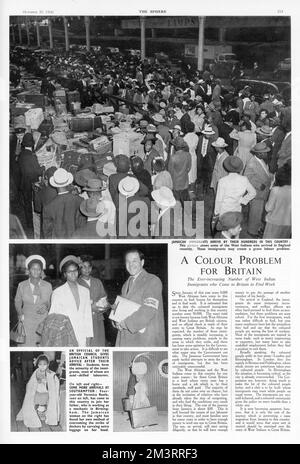 Jamaican Immigrants Arriving In Britain In The 1950s Date 1954 Stock   Page From The Sphere Reporting On The Perceived Threat To The Job Market In Britain Because Of The Influx Of West Indian Immigrants Specifically Jamaicans During The 1950s Sixty Years On The Same Arguments Are Still Being Used For Limiting Immigration Quotas To The Uk Date 1954 2m3rrf3 