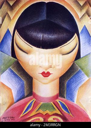 Superb caricature of Chinese-American actress, Anna May Wong (1905-1961).       Date: 1930 Stock Photo