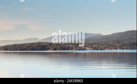 Beautiful view of the Fraser River at Barnet Marine Park in Burnaby, British Columbia, Canada Stock Photo